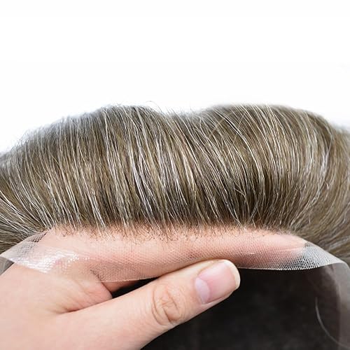 Miniatura 3 de Tupé para hombres, sistema de reemplazo de cabello humano real, encaje suizo suave, encaje suizo para hombres, sistema de pelo de tupé para hombre,