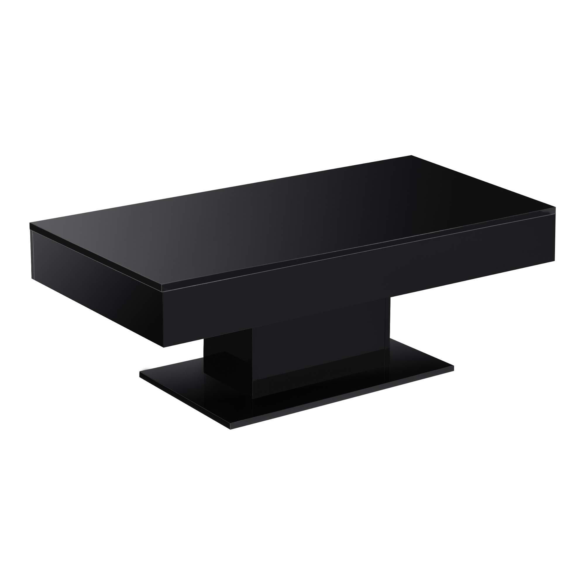 [en.casa] Mesa de Centro Lünen Mesa Baja Rectangular con Tablero Deslizante Diseño Atractivo para Salón Despacho Mueble Auxiliar 40 x 110 x 60 cm - Negro Alto Brillo