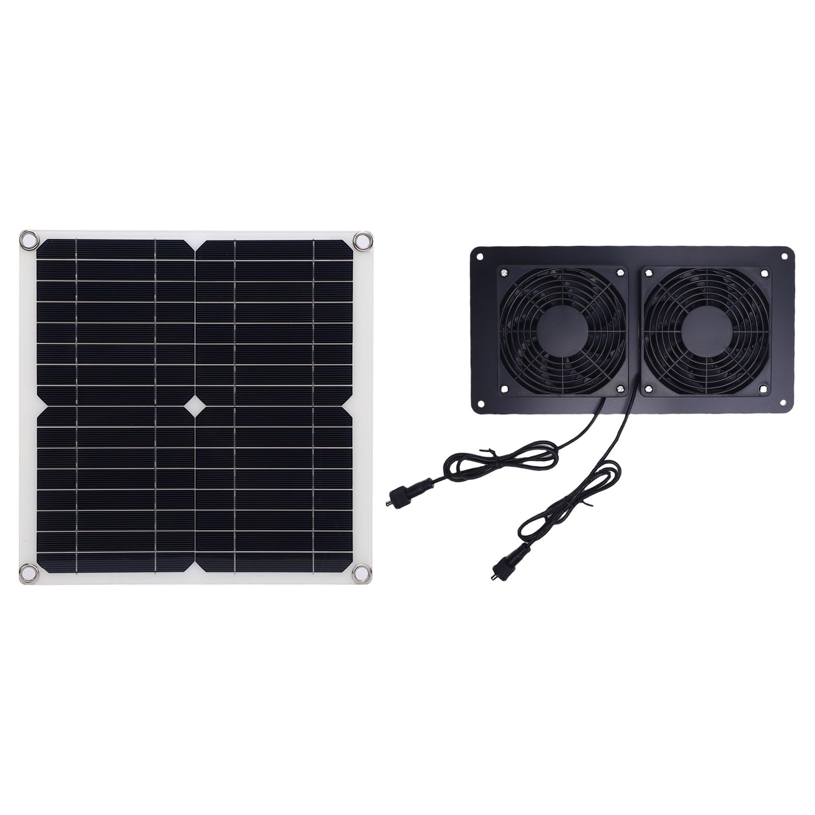 Ventilatore Solare con Doppie Pale, 12W 18V, per Serre | Kit pannello solare monocristallino, ventola di ventilazione per pollaio, cuccia per animali, serra, capannone