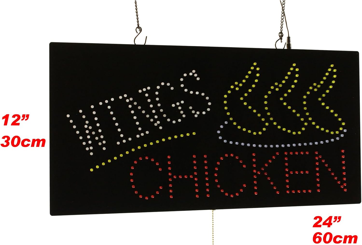 Wings Chicken Sign, 24"x12", 60x30cm, TOPKING, LED, Neon, Florescent, Signage, Signboard, Display, Billboard, Screen, Grand Opening, Gift