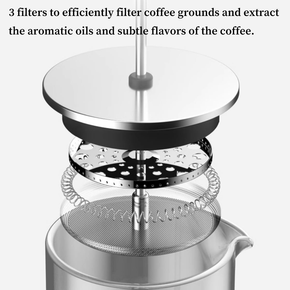 Ekspres Do Kawy French Press, Żaroodporny Dzbanek Do Kawy Ze Szkła Borokrzemianowego Z 3-poziomowymi Filtrami Do Demontażu, Przenośny Ekspres Do Kawy Na Zimno(1000ml)