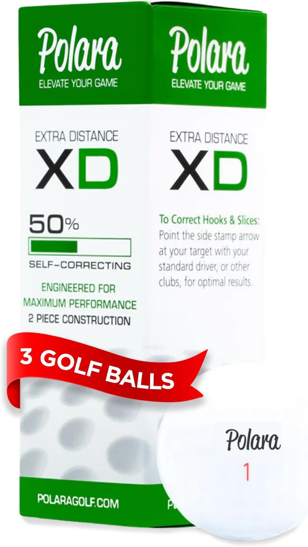 Polara Self-Correcting Golf Balls Sleeve – High-Performance, Soft Feel, Anti-Slice & Hook Correction, Exceeds USGA Limits, Dimple Design for Maximum Distance, Golf Balls for Men & Women