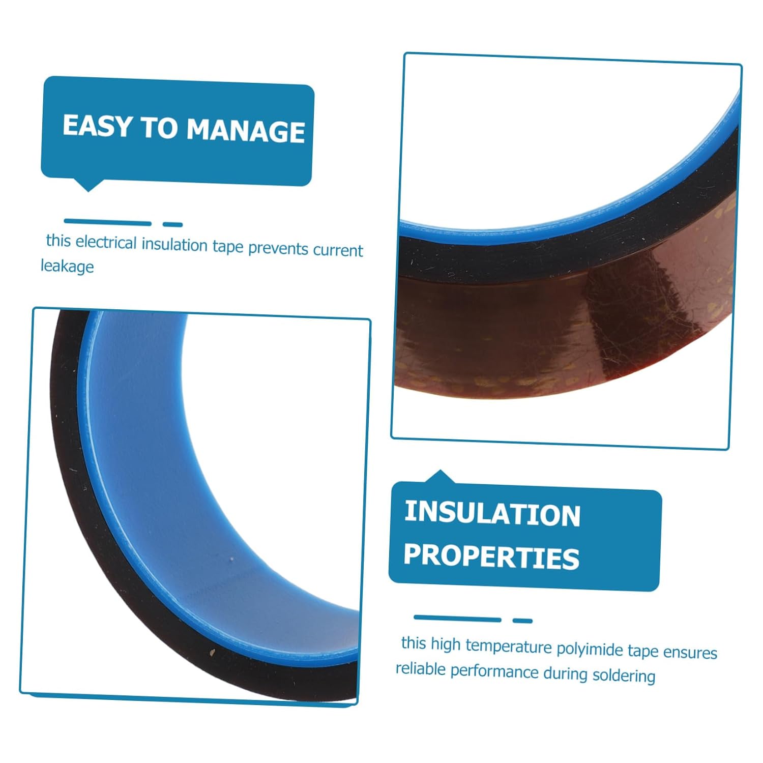 VALICLUD High Temperature Polyimide Adhesive Insulation Tape 400°f Heat Resistant Electrical Wire Soldering Protective Tape 30mm X 35m for Industrial and Electronic Repair