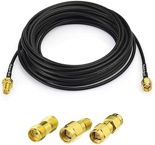 Superbat SMA Male to SMA Female Bulkhead RG174 15ft Cable + 3 SMA Adapter Kit for SDR, Ham Radio, 4G LTE, ADS-B, GPS Antennas