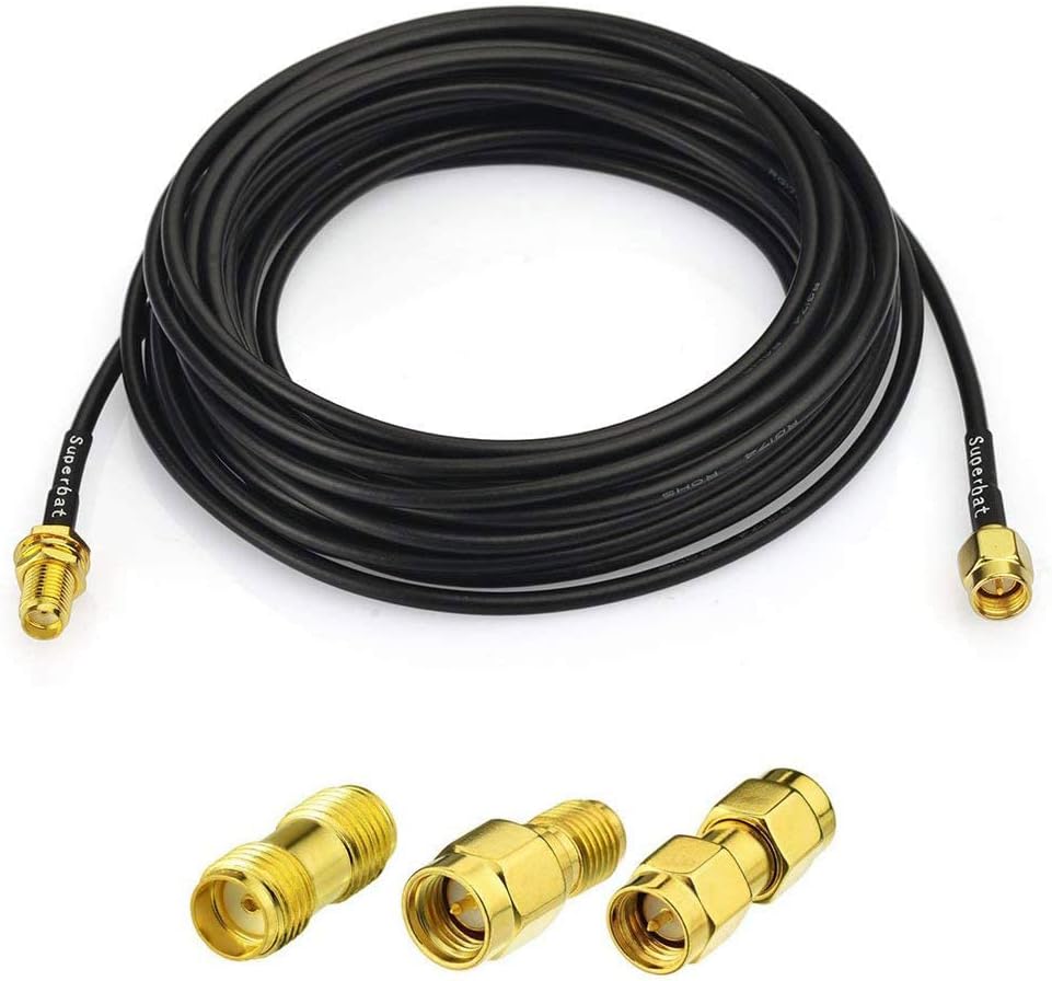Superbat RF coaxial SMA Male to SMA Female Bulkhead RG174 15ft Cable + 3pcs RF Coax SMA Adapter Kit for SDR Equipment Antenna Ham Radio,3G 4G LTE Antenna,ADS-B,GPS and etc
