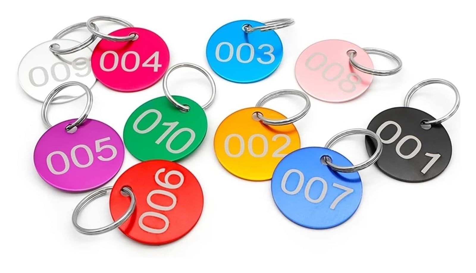 Llaveros numerados con anilla, Etiquetas de números metal aluminio