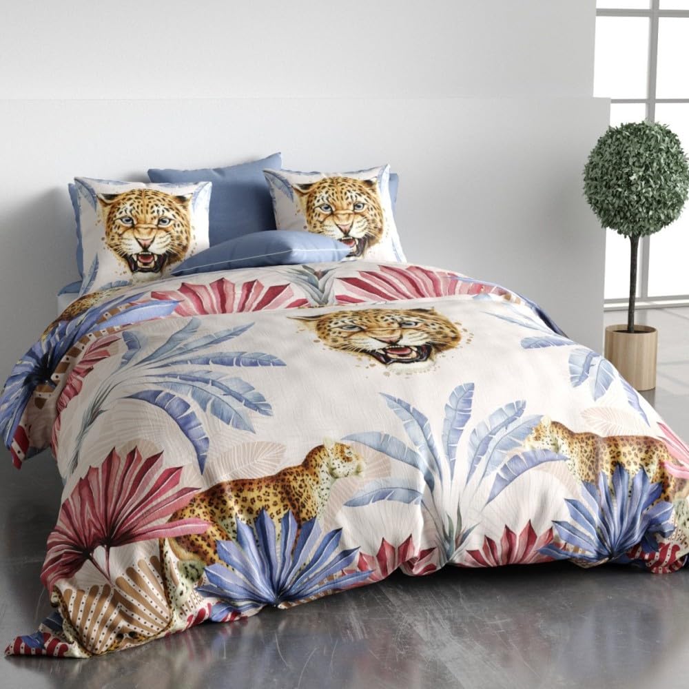 Housse de Couette 260x240 Java + 2 taies Coton 57 Fils
