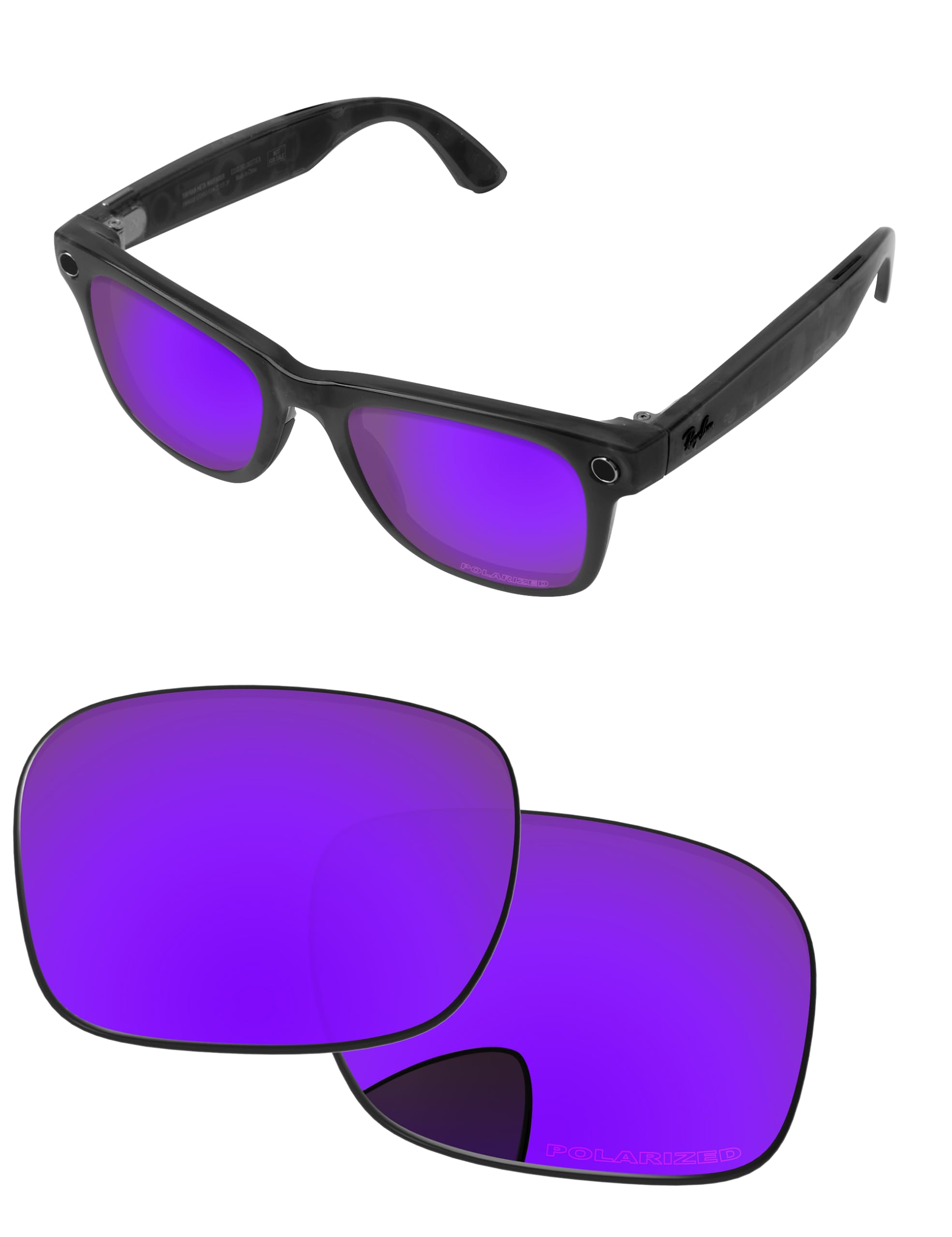 Replacement Lenses for Ray-Ban Meta Wayfarer RW4006 &amp; RW4012 50mm AI Glasses - Photochromic, Anti Blue Light Lens