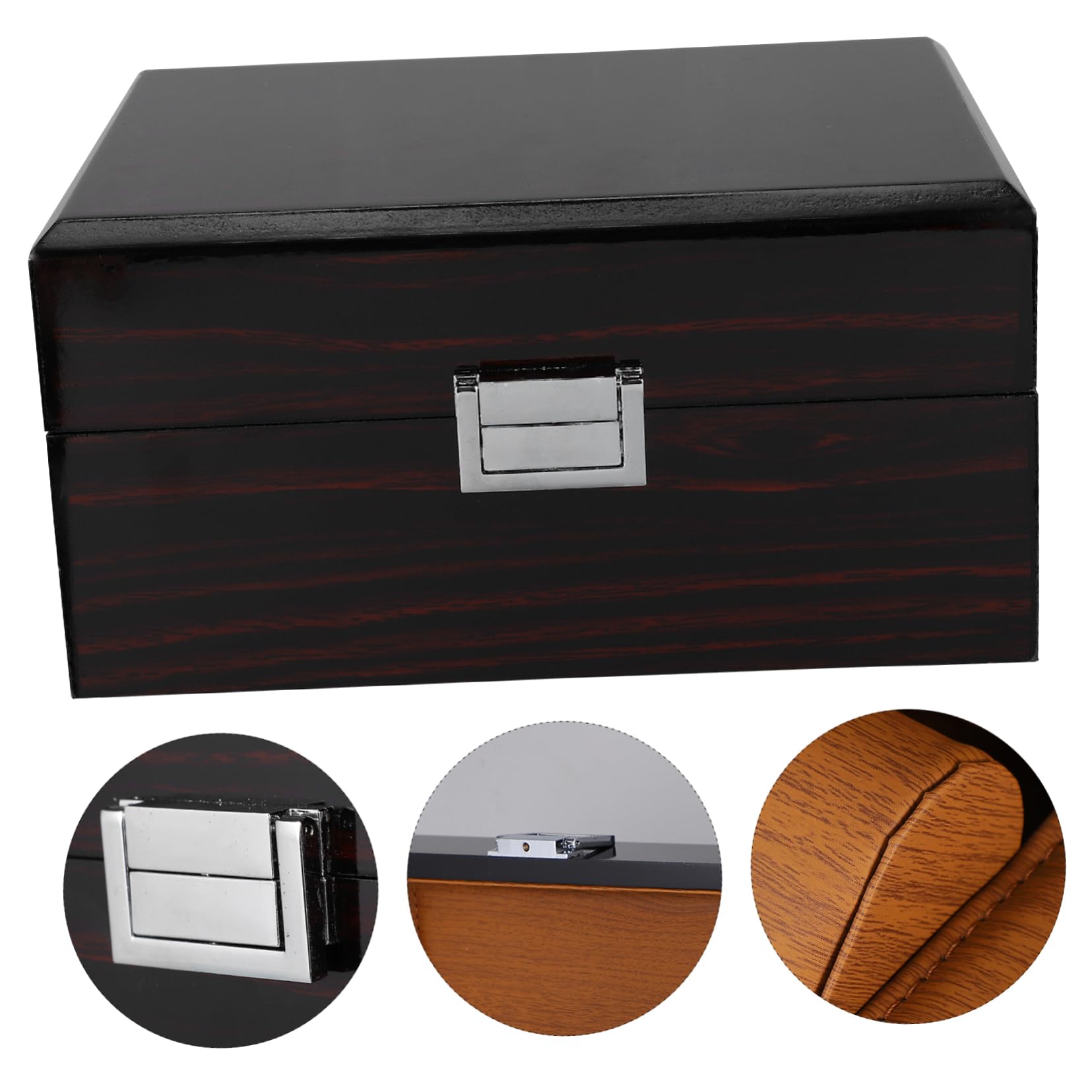 Veemoon Caja de Almacenamiento de Relojes de Madera Negra, Portátil