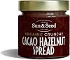 Organic Crunchy Cacao Hazelnut Spread by Sun & Seed - 200g - No refined Sugar - Plant Based - No palm Oil - 100% Organic Hazelnuts - Vegan Spread