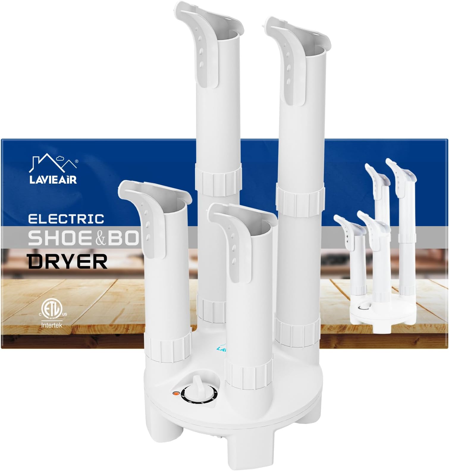 LAVIEAIR Boot Dryer, Shoe Dryer and Glove Dryer with Timer and Fan, White