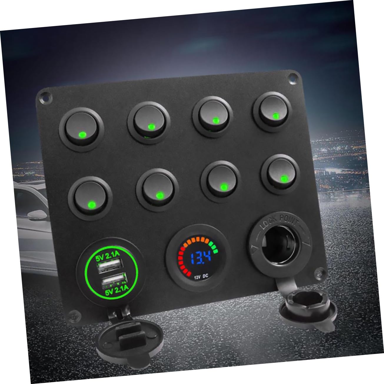 ABOOFAN 1Set Switch Boat Panel with Dual USB Charger Digital Voltmeter for Rvs Cars and Use for Headlight Fog Light and Device Charging