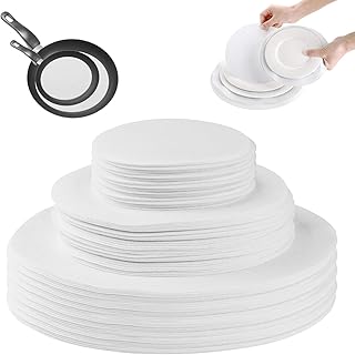 LITLANDSTAR Plate China Storage Dividers, 144 Pieces with 3 Different Sizes Premium Felt Plate Dividers Round China Dish Protectors for Porcelain Cookware Protecting and Stacking, White