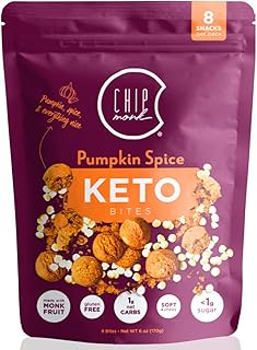 ChipMonk Keto Cookie Bites – Delicious, Low Carb, Diabetic Friendly, 1g Net Carb, Gluten Free, Sugar Free Keto Bites Sweetened with Allulose & Monk Fruit (Pumpkin Spice, 1 Pouch (8 Bites))