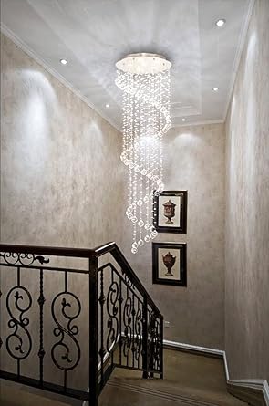 Ganesharter GA 6 Feet Height Modern Crystal Chandelier Made of Crystal and Glass Beads with LED Light for Hall, Hotel, Temple, Staircase Area, Room Decoration (G6)