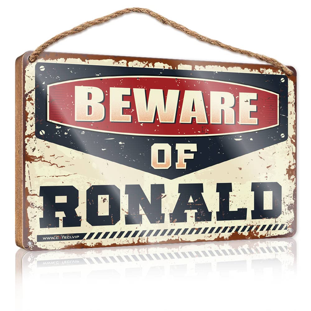 FZFN Holiday Porch Sign Beware Of Ronald Wooden Sign House Decor Clearance Funny Office Signs(23X35CM)