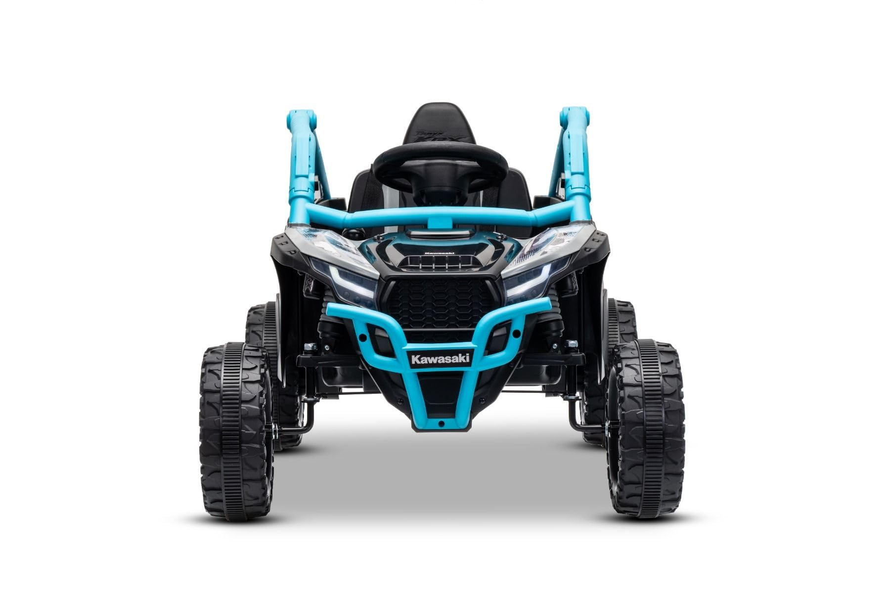 Kawasaki TERYX KRX 1000 12 V elektryczny samochód dziecięcy niebieski jednoosobowy zawieszenie tylnej osi, pilot zdalnego sterowania 2,4 GHz, akumulator litowy, 2 silniki 25 W, otwierane ramy ochronne