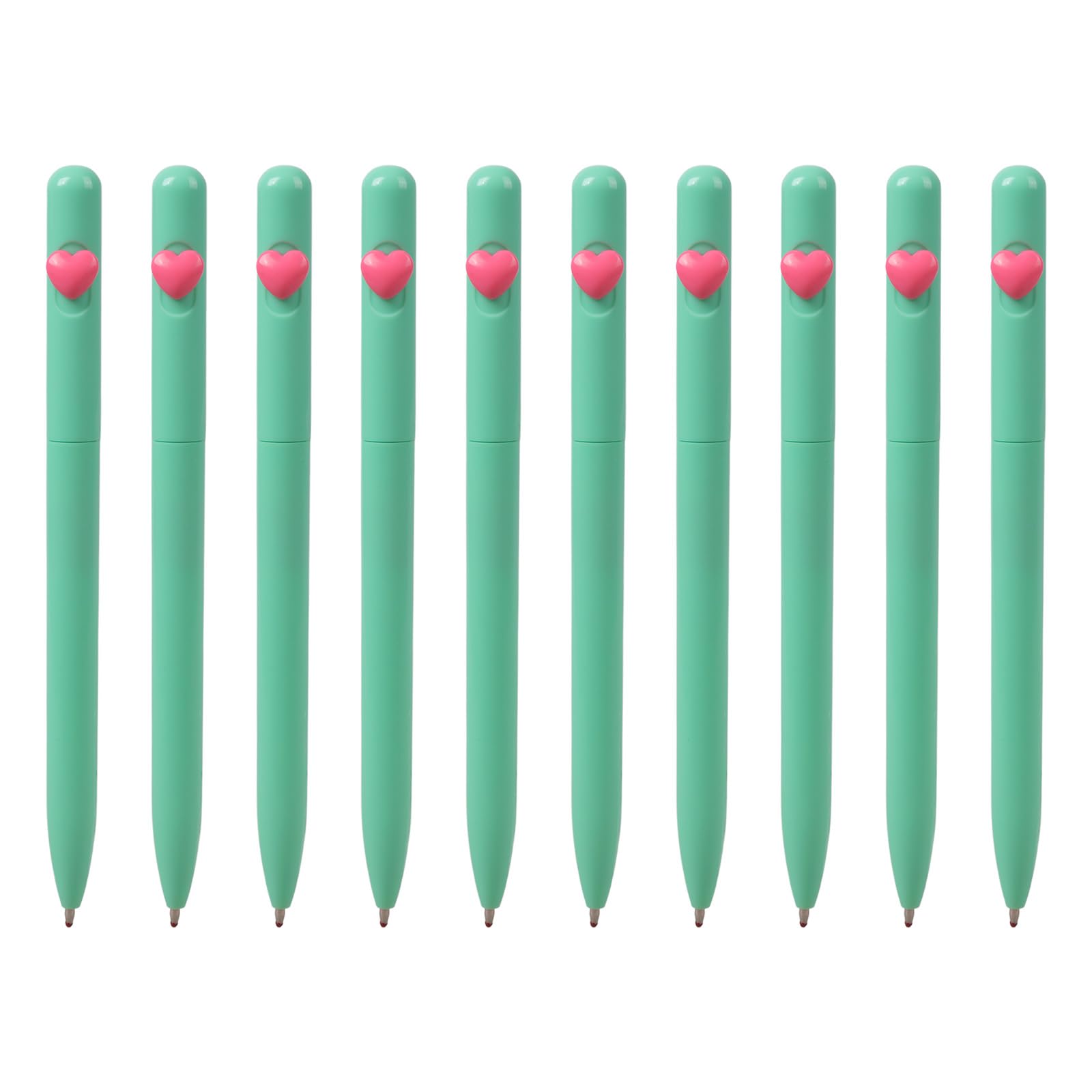 Buxuaaaa 10pcs 1.0mm Ballpoint Pen Smooth Writing Pen Black Inks Stationery Love Heart Ballpoint for School Oil