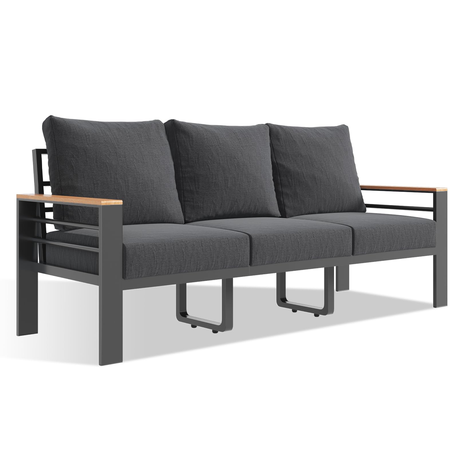 Aoxun Aluminum Patio Furniture Set 3 Seats, Dark Grey
