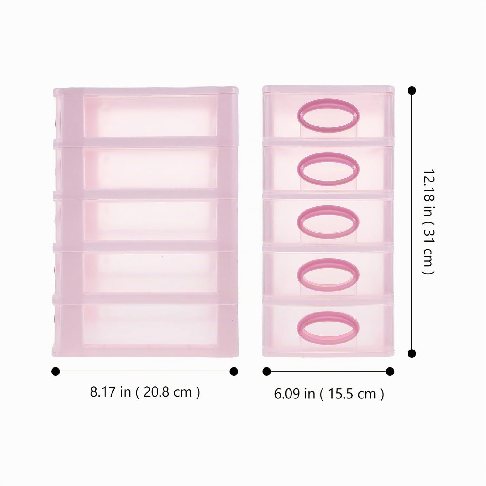 Organizer da Scrivania 5 Cassetti in Plastica PP Rosa Cassettiera Portaoggetti per Trucco e Cancelleria Soluzione Salvaspazio per Ufficio Camera e Cucina