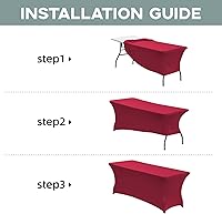 Vista 5 de CWK - Funda de mesa de elastano elástica impermeable de 4 pies para mesas rectangulares - Mantel elástico ajustable para mesas plegables, tela