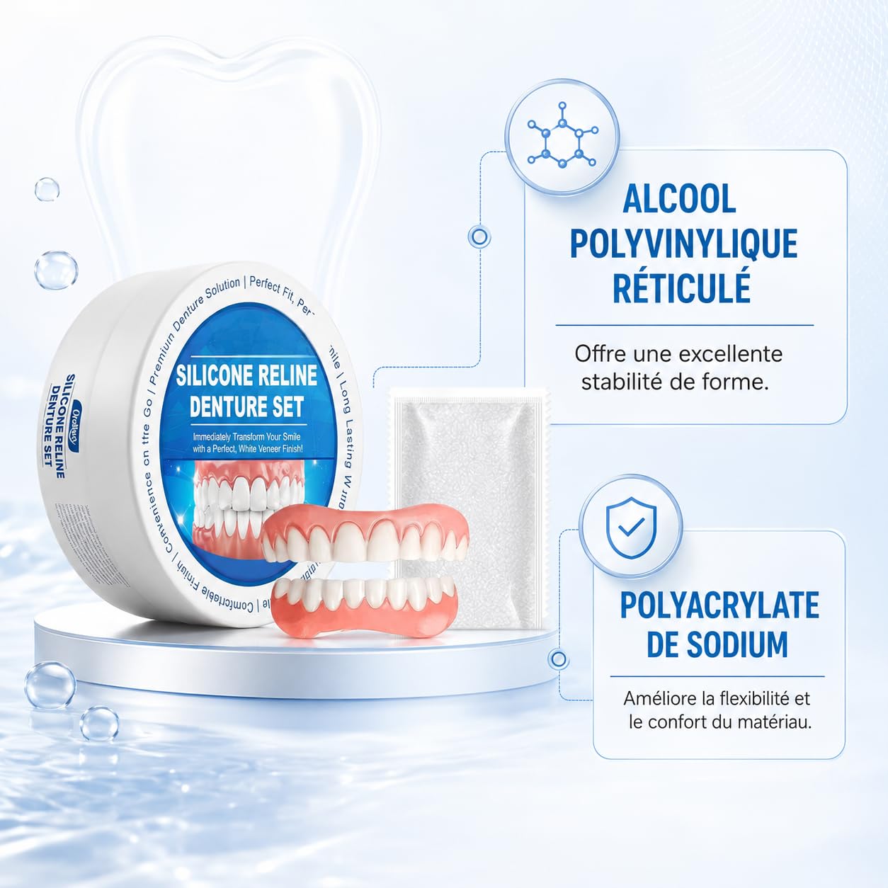 Prothèse Dentaire Silicone Bikenda Pour Hommes Et Femmes Dentier Silicone Souple Confortable Pour Sourire Naturel Usage Quotidien (1 Pcs)