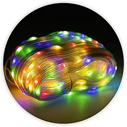 Led Pisca Linha 30 Metros com 8 Modos de Luz | Decoração Natal, Ano Novo, Festas e Ambientes Internos | Lâmpadas em Gota com Plug USB e Fio Crystal(Colorida)