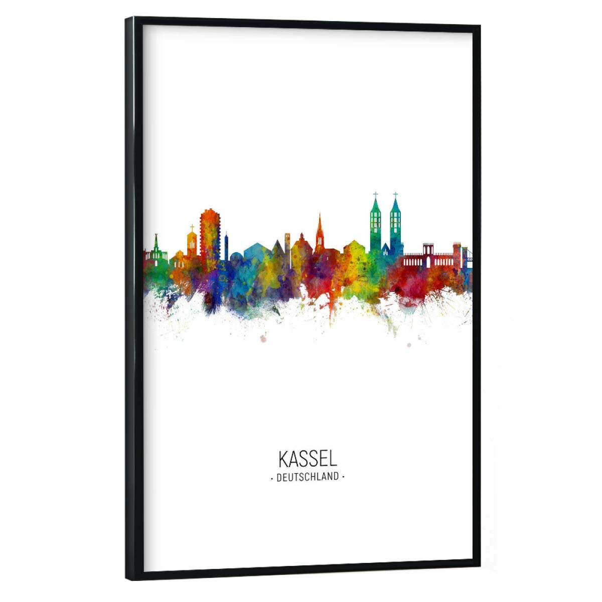 artboxONE Poster mit schwarzem Rahmen 75x50 cm Städte Kassel Skyline Portrait - Bild Kassel Germany Kassel