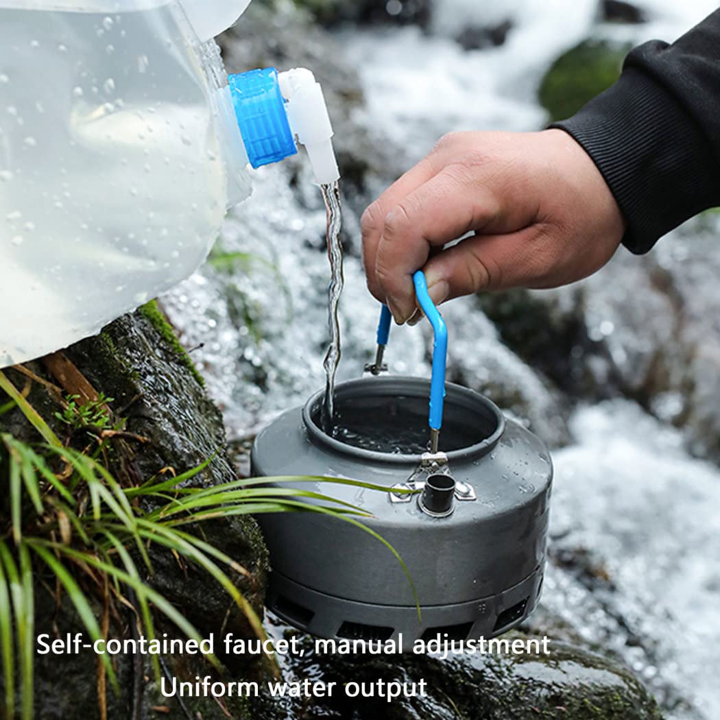 Wasserkanister mit Hahn 20L, Wassertank Faltbar mit Zapfhahn, Faltkanister mit Tragegriff und Schraubdeckel, Tragbar Trinkwasser Faltkanister Wasserbehälter BPA Frei, Notbereitschaft