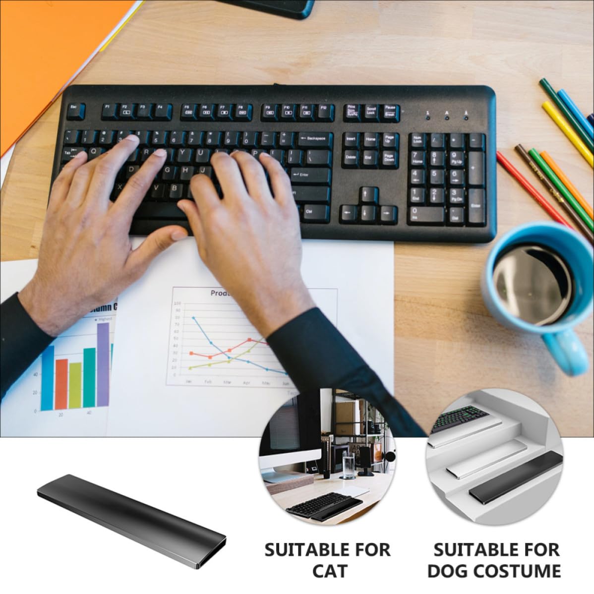 Handgelenkauflage Schwarz 104 Tasten aus Aluminiumlegierung für Tastatur | Mechanische Tastaturen, Glatte Feine Oberfläche, Einfache Montage, Ergonomische Haltung