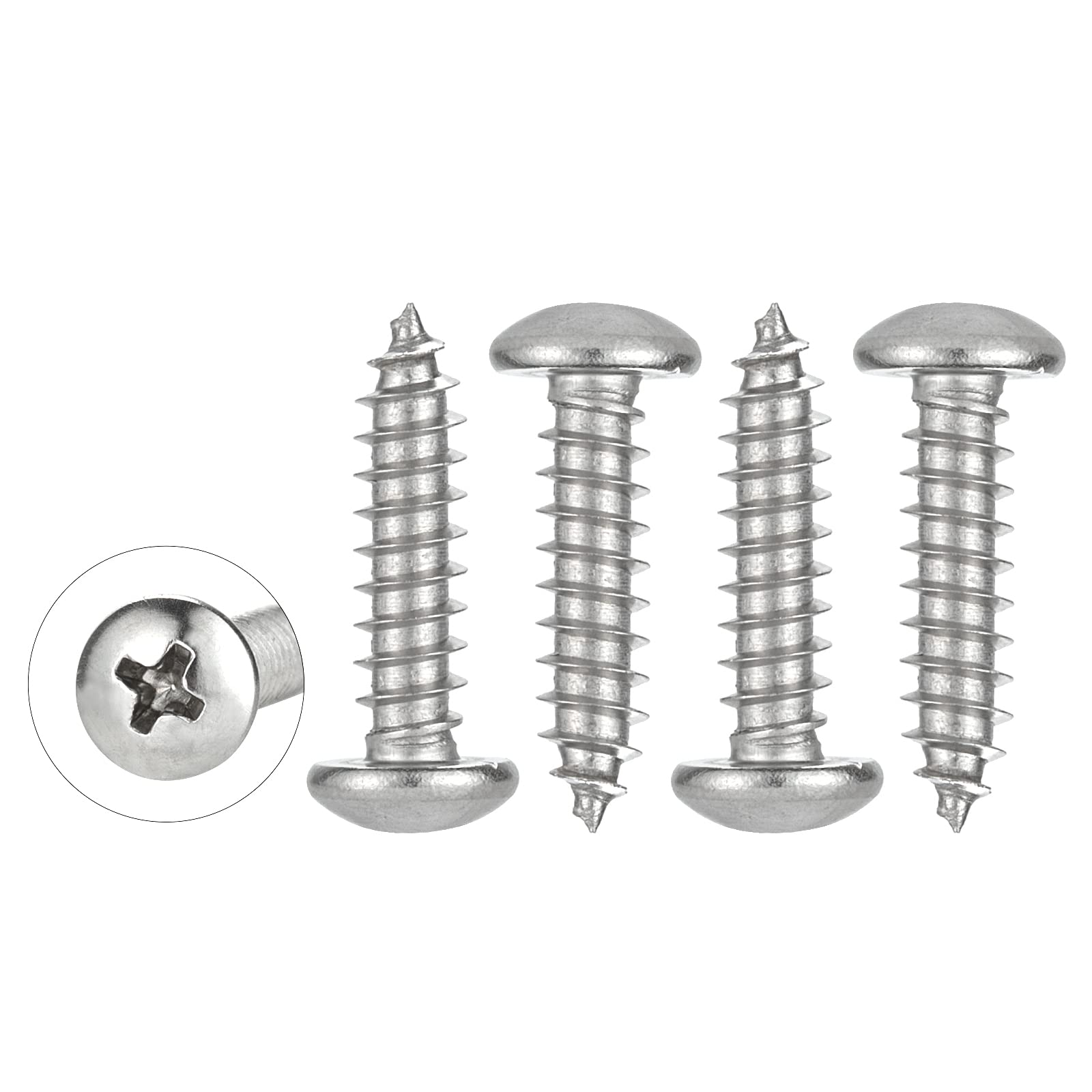 WELLOCKS Screws Set 50PCS 304 Stainless Steel, M5 x 20mm Self Tapping Screws Assortment Set, Round Head Rust Proof Wood Screw Kit for Homemade, Repairment, Woodwork Indoor(D035520)