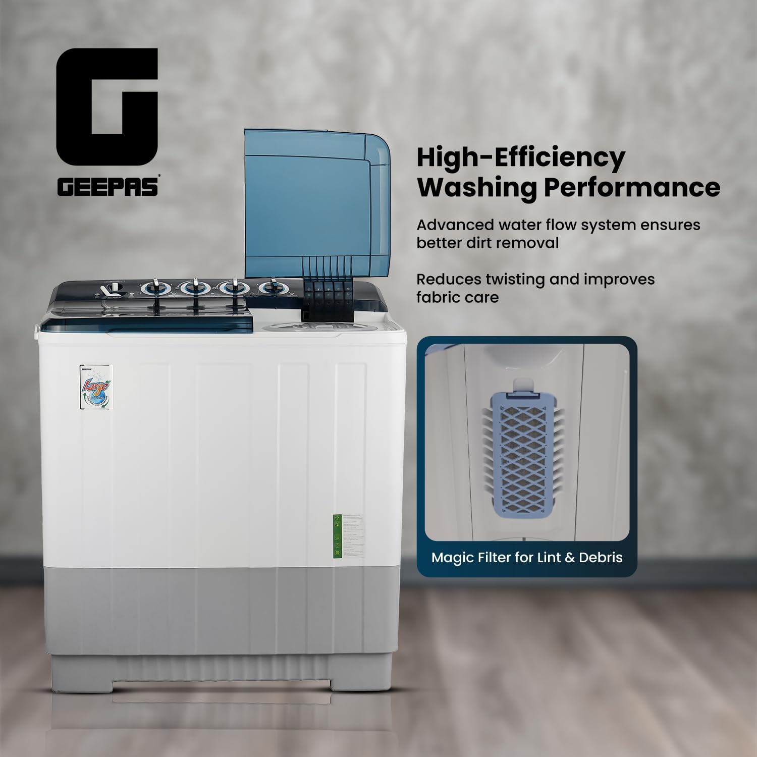 GSWM6491 غسالة جيباس سعة 18 كيلو، تحميل علوي، ابيض، 18.0 كيلوج... - view 6