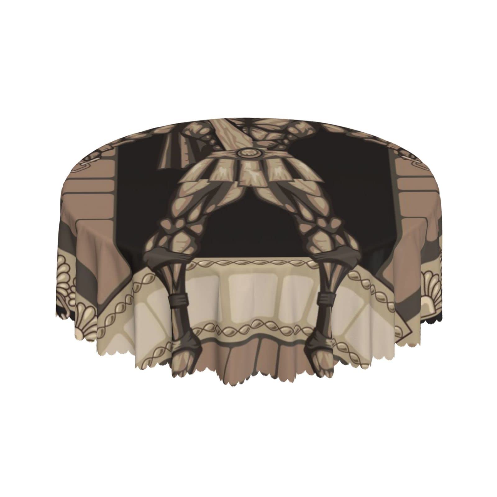 Lsjuee Hercules Free Brown Round Tablecloth 60 Inch Printed Washable Tablecloth for Dining Party Holiday Fall Home Decorative