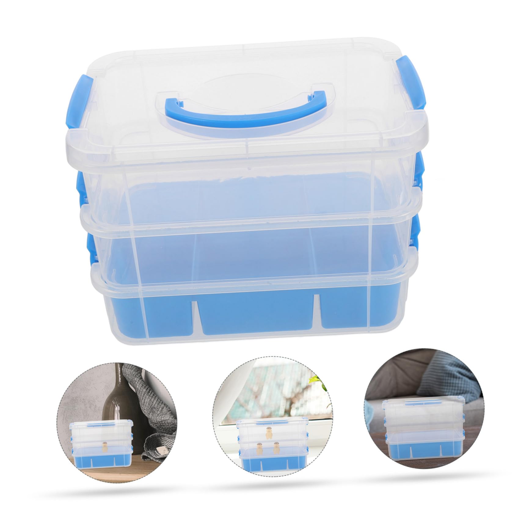 TOPBATHY Stapelbare Aufbewahrungsbox mit Fächern Transparenter Kunststoff Organizer für Kleinteile Bastelbedarf und Büro Vielseitig Nutzbar für Schule und Zuhause Robuste Sortierbox