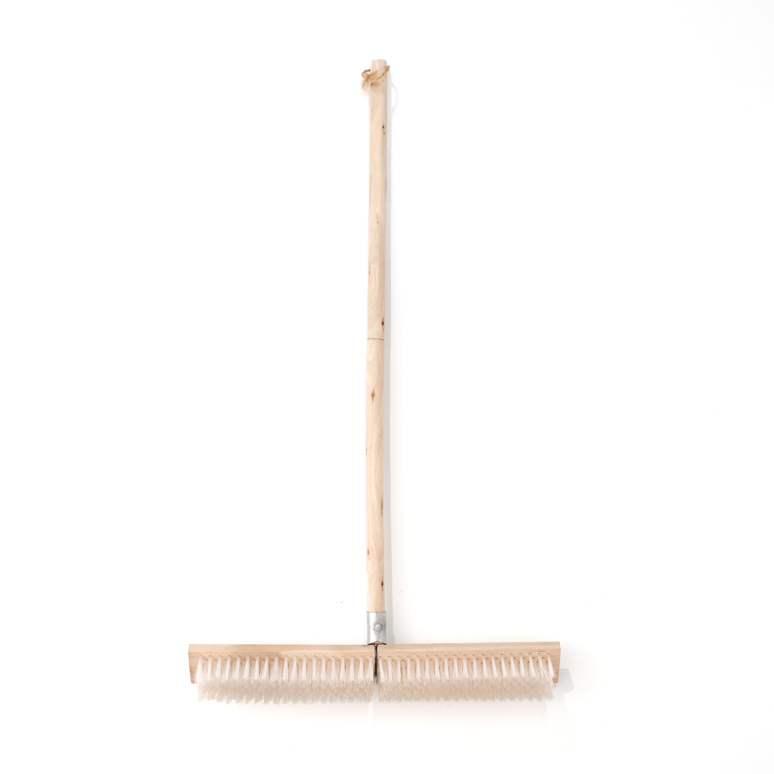 17.71” Heavy Duty Push Broom Outdoor, Stiff Plastic Bristles 4-Layer, 32.28” Wooden Handle, Industrial Broom for Garage Floor, Warehouse, Patio, Concrete, Deck &amp; Sidewalk Cleaning