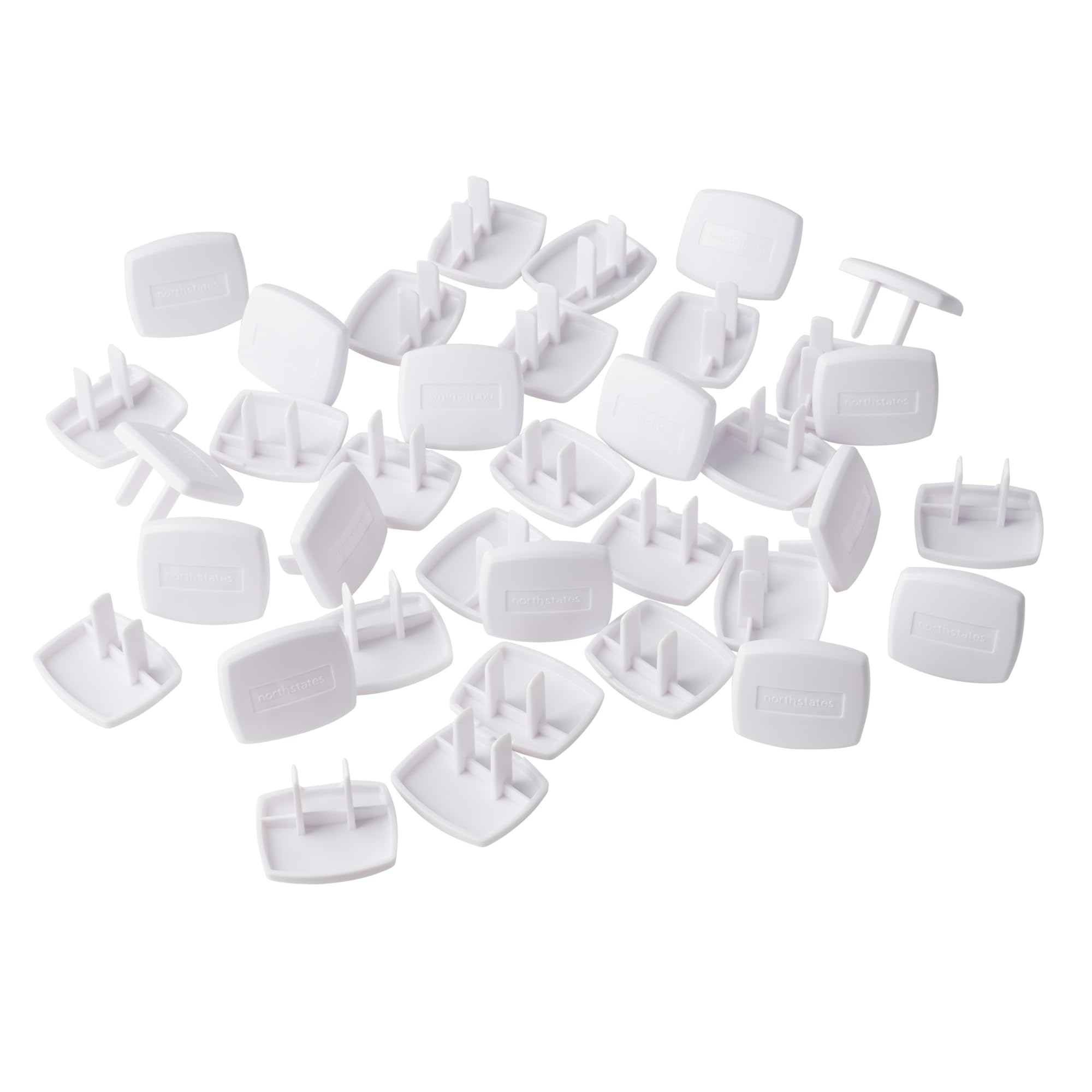 Toddleroo by North States - Protectores de enchufe para enchufes a prueba de bebés: fundas de enchufe a prueba de niños - Paquete de 36 - Blanco suave