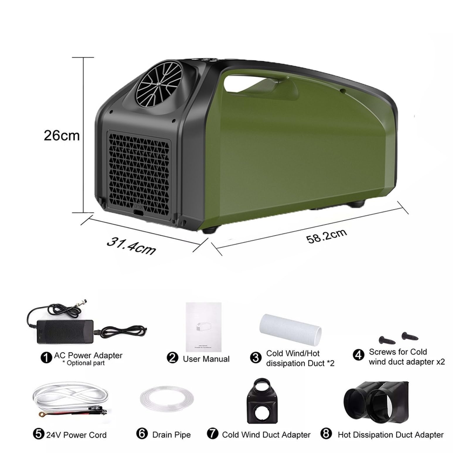 12V 24V podwójny wąż Mini mobilny zewnętrzny zasilany baterią słoneczną przenośny klimatyzator chłodzący Ac do samochodów ciężarowych namioty Camp Camping wydajne chłodzenie