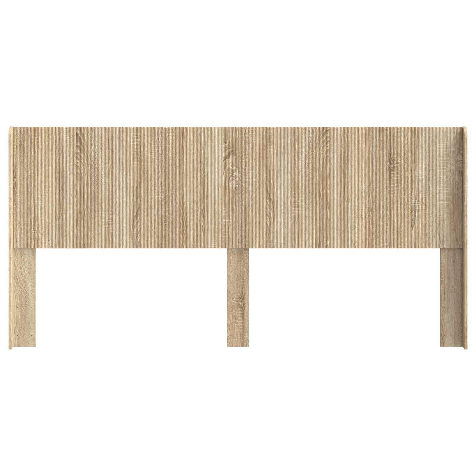 Fengshui Kopfteil Sonoma-Eiche Holzwerkstoff | Vertikales Latten-Design, Feuchtes Tuch Reinigung, Stabile Fußkonstruktion, Bettgestell-Montage