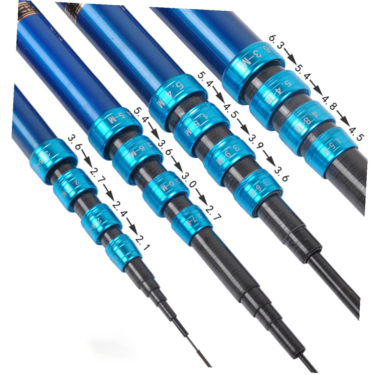 Canna da Pesca Compatta Ultra Corta in Fibra di Carbonio Blu | Uso per Laghi e Torrenti, Presa Confortevole, Struttura Leggera, Pulizia Semplice