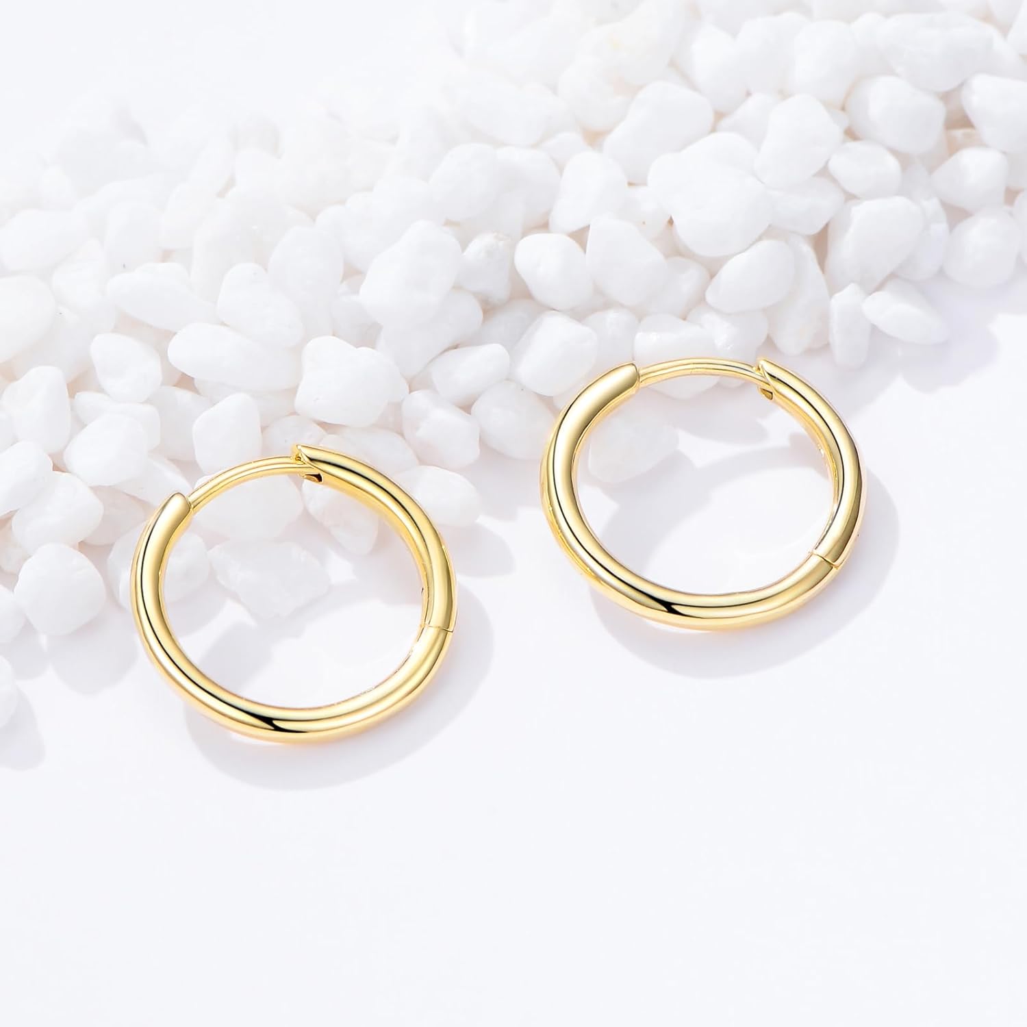 14K Gold Hoop Earrings for Women Classic Shiny Polished Round Hoop Earrings Lightweight Gold Hoop Earrings Hoops 14K Gold 12mm-50mm