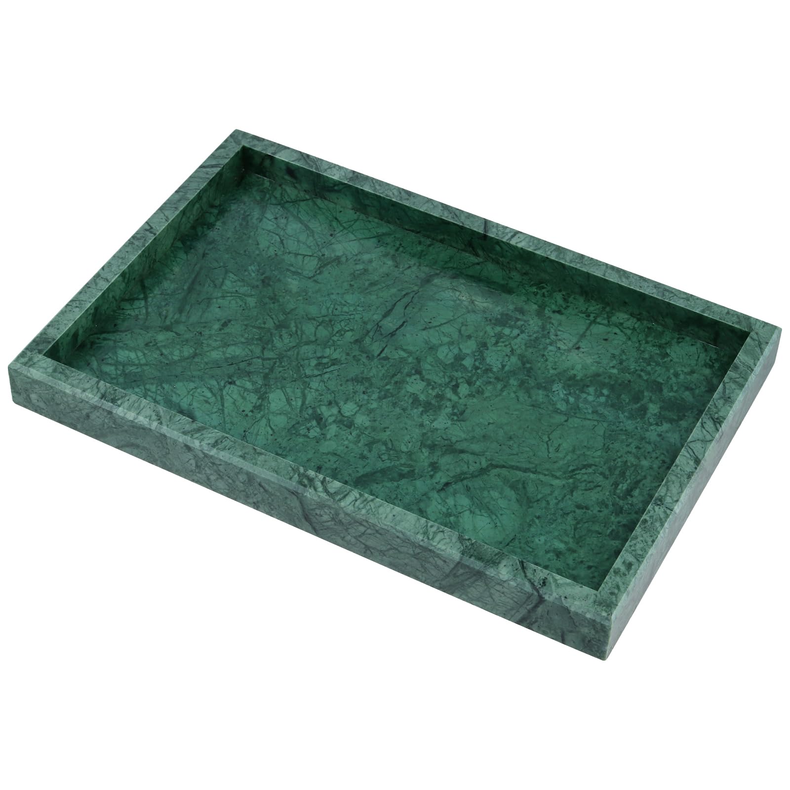 ZOENHOU Taca z naturalnego marmuru 30 x 20 x 3 cm, zielona prostok?tna deska do serwowania, marmurowa taca na kosmetyki, organizer na kosmetyki, toaletk? i dekoracj? ?azienki