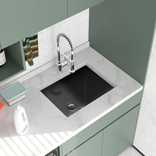 Miniatura 33 de Logmey Fregadero de barra de 21 pulgadas de acero inoxidable de 21 x 18 pulgadas, fregadero de barra pequeño de acero inoxidable de calibre 16