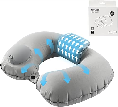 Almohada inflable de viaje, almohada de apoyo para el cuello, paquete rápido compacto y ligero de lujo, para acampar, cojín de descanso para dormir