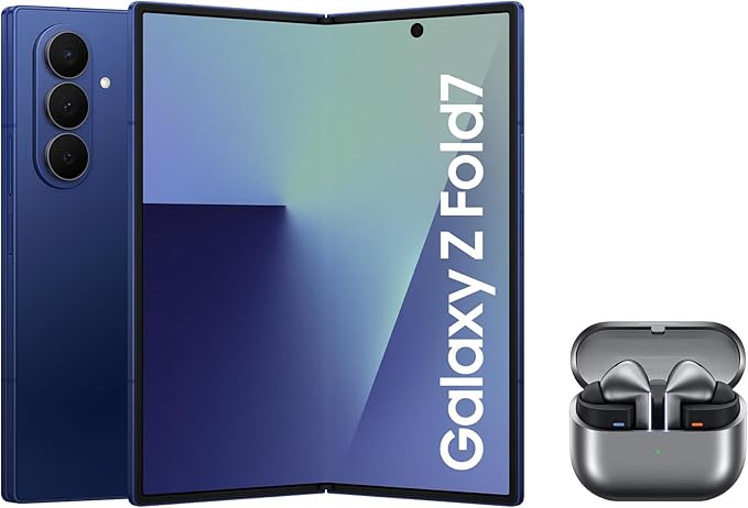 Samsung Galaxy Z Fold7 AI Phone, Thin and Light Foldable Design, Large Screen, 200MP Camera, 1TB Storage, 12GB Memory, 4400 mAh Battery, Blue Shadow, 3 Year Extended Warranty (UK Version)