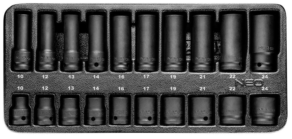 Set di bussole per avvitatori a percussione da 1/2, 20 pezzi, 10-24 mm
