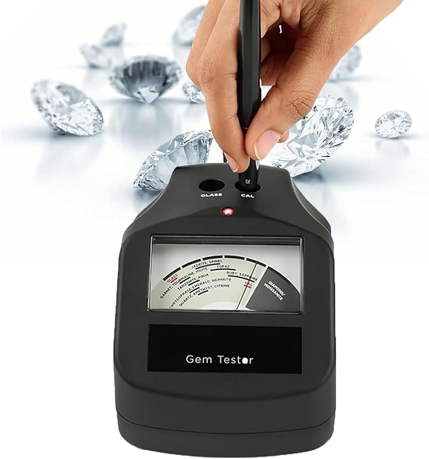 Jewelry Diamond Tester, Multi Purpose Gemstone Detector,Moissanite Diamond Tester, Built-in Calibration (Cal) Test Disc, for Appraisal Company