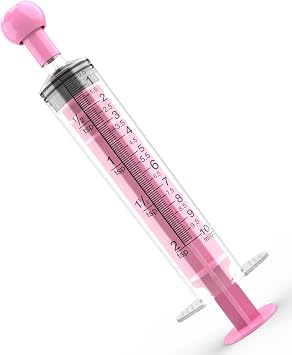 10 Pack 10ml Measurement Syringe with Cap, for Scientific Labs, Liquid Dispensing, Pet and Party SuppliesPink, Catheter Tip