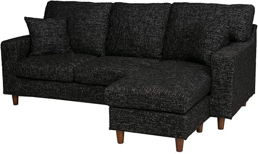 Amazon カウチソファー 3人掛け ソファー L字 おしゃれ ファブリック オットマン ソファ コーナーソファー ブラック 黒 モダン スツール ローソファ 北欧 ソファ カウチ オンライン通販