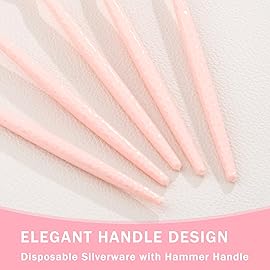 Supernal 360Pcs Pink Plastic Silverware,Heavy Duty Disposable Silverware,Hammered Disposable Cutlery,Pink Utensils Set Include 120 Knives,120 Forks and 120 Spoons Suitable for Wedding,Party&Birthday