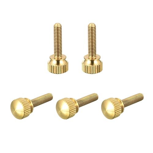 Miniatura 86 de uxcell 5 tornillos moleteados para el pulgar, pernos de hombro de latón M5 x 0.472 in, perillas de agarre escalonadas para PC, electrónicos
